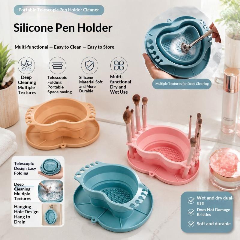 Beauty Makeup Brushes - Seau de lavage pliable en silicone,