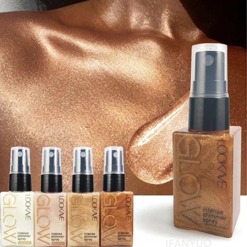 Body Shimmer Lotion - Spray d'huile scintillante nacrée, brillant durable,