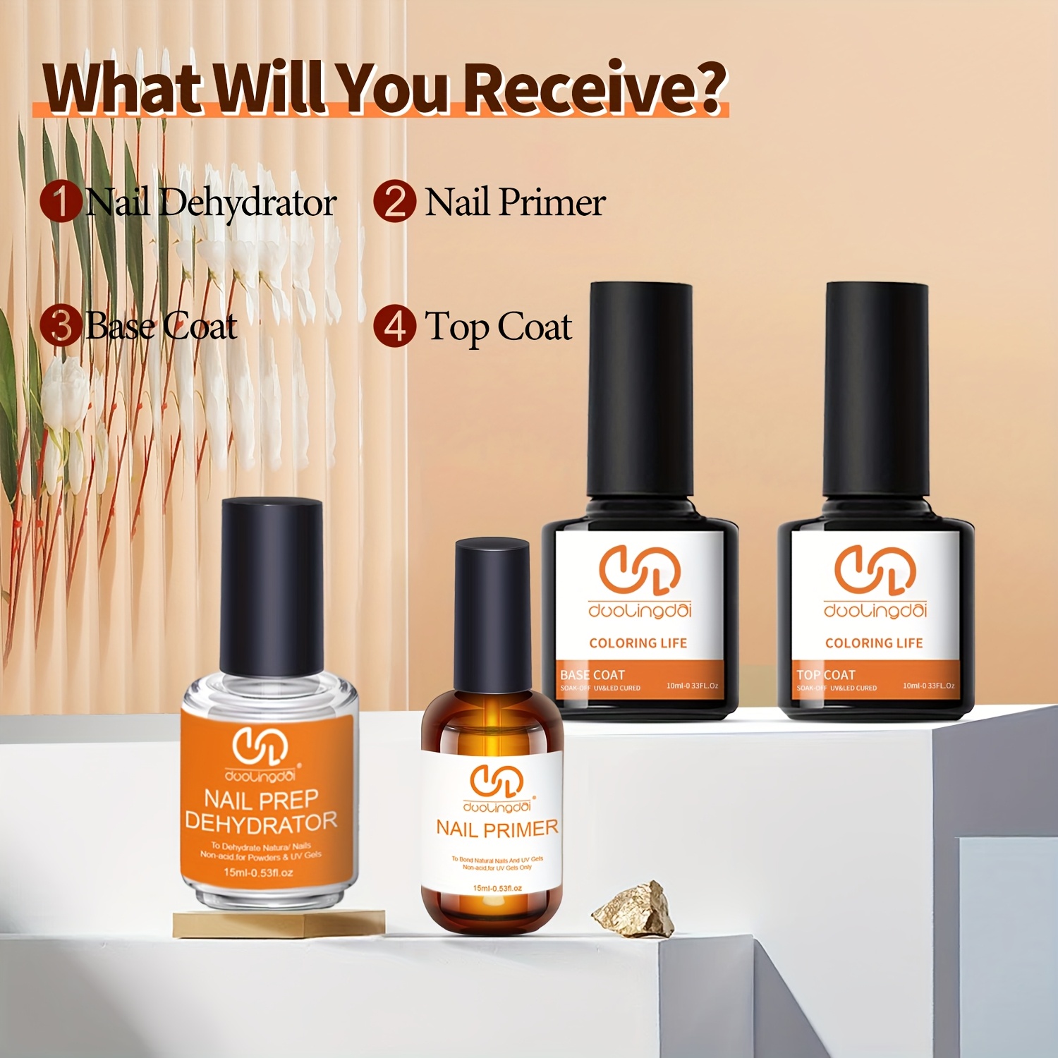 Nail Dehydrator Primer - Lot de 4 gels de base