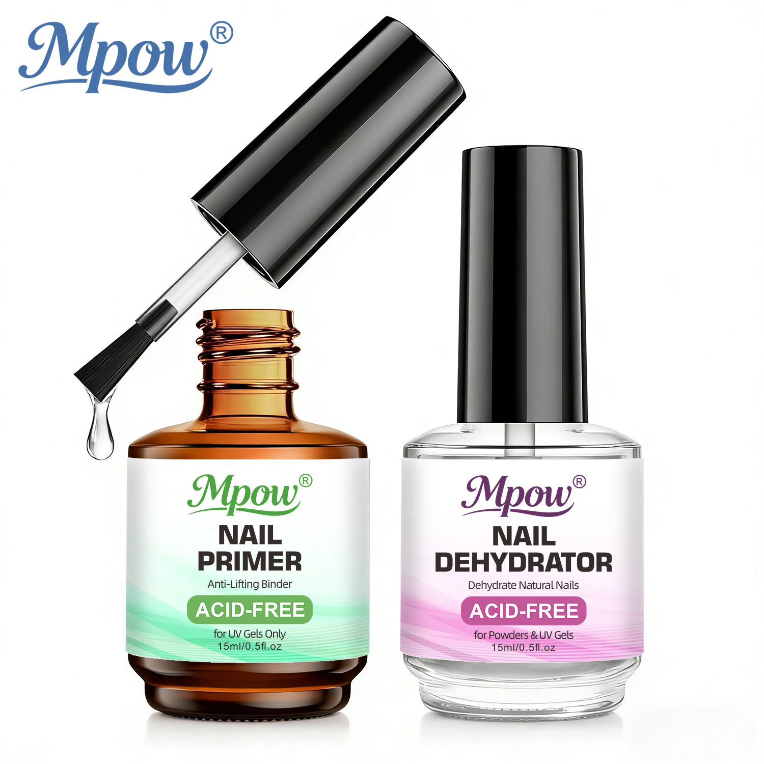 Nail Dehydrator Primer - Mpow 1/2 pièces 15ml Déshydratant et