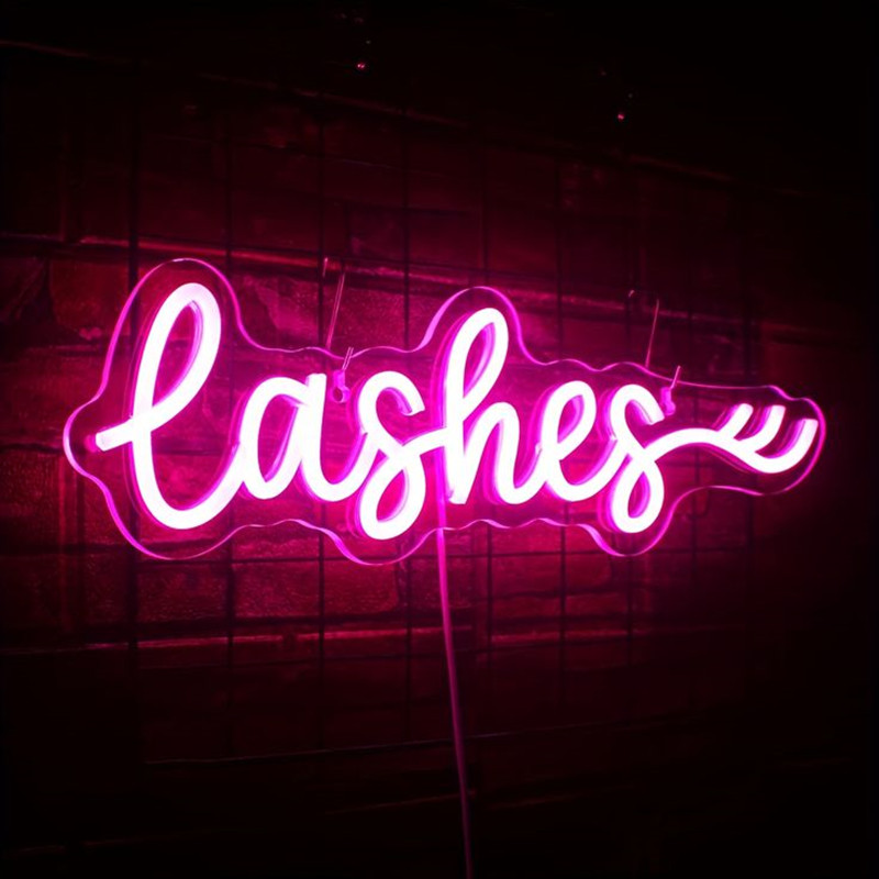 Beauty Makeup Studio - Panneau néon LED rose pour cils,