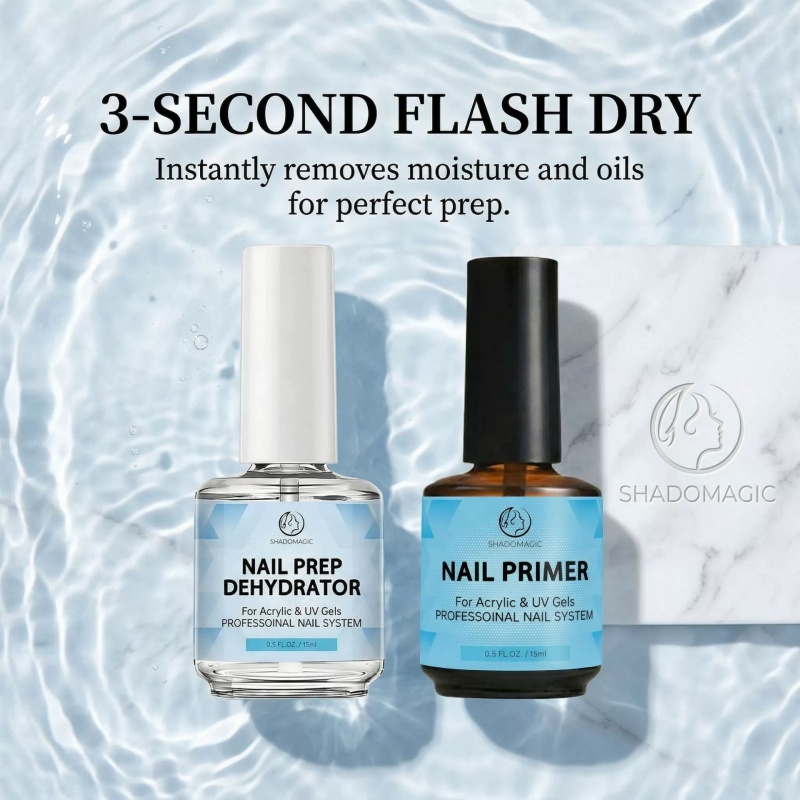 Nail Dehydrator Primer - Kit de préparation des ongles 15ml,