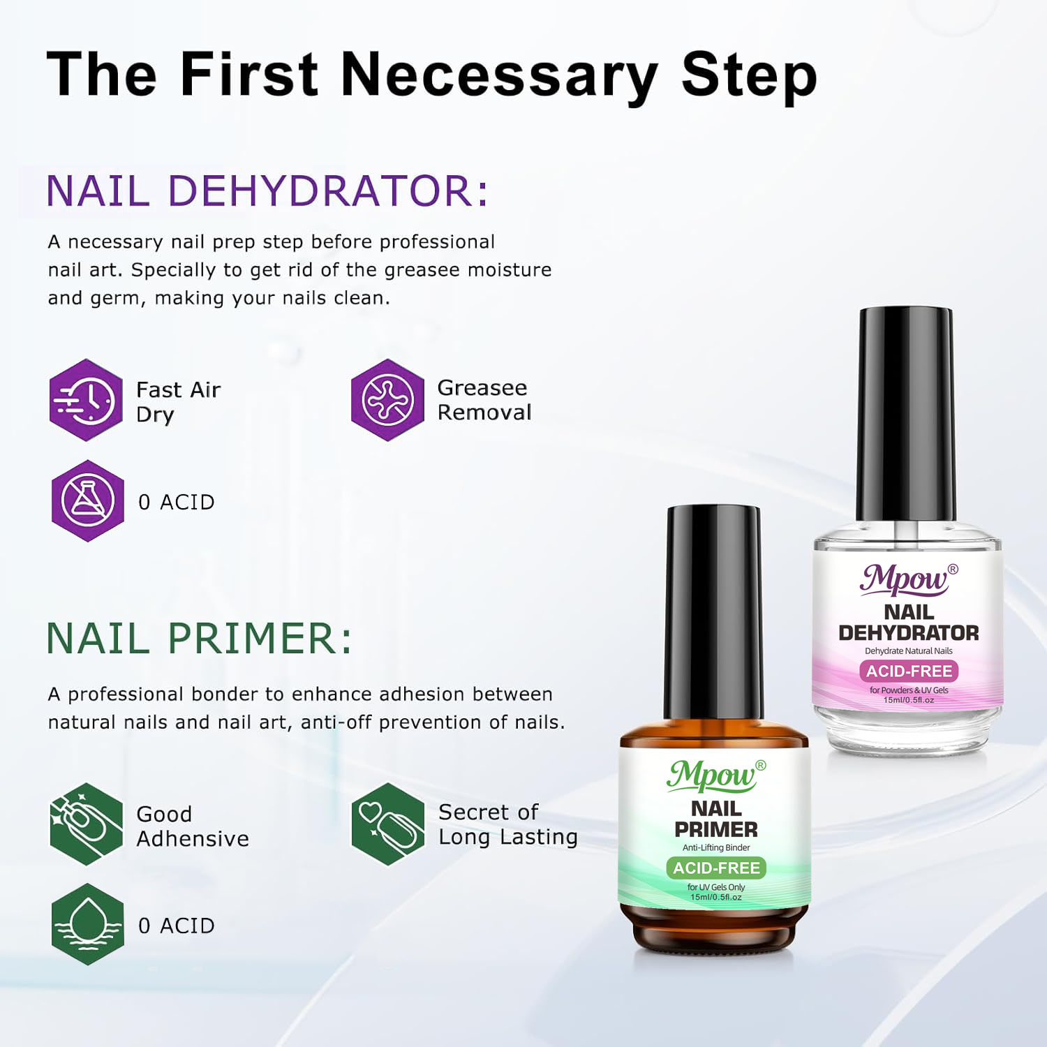 Mpow 1/2 pièces 15ml Déshydrat - Nail Dehydrator Primer avis et prix
