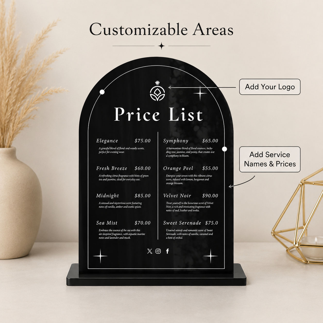 Panneau de prix personnalisé e - Beauty Makeup List avis et prix