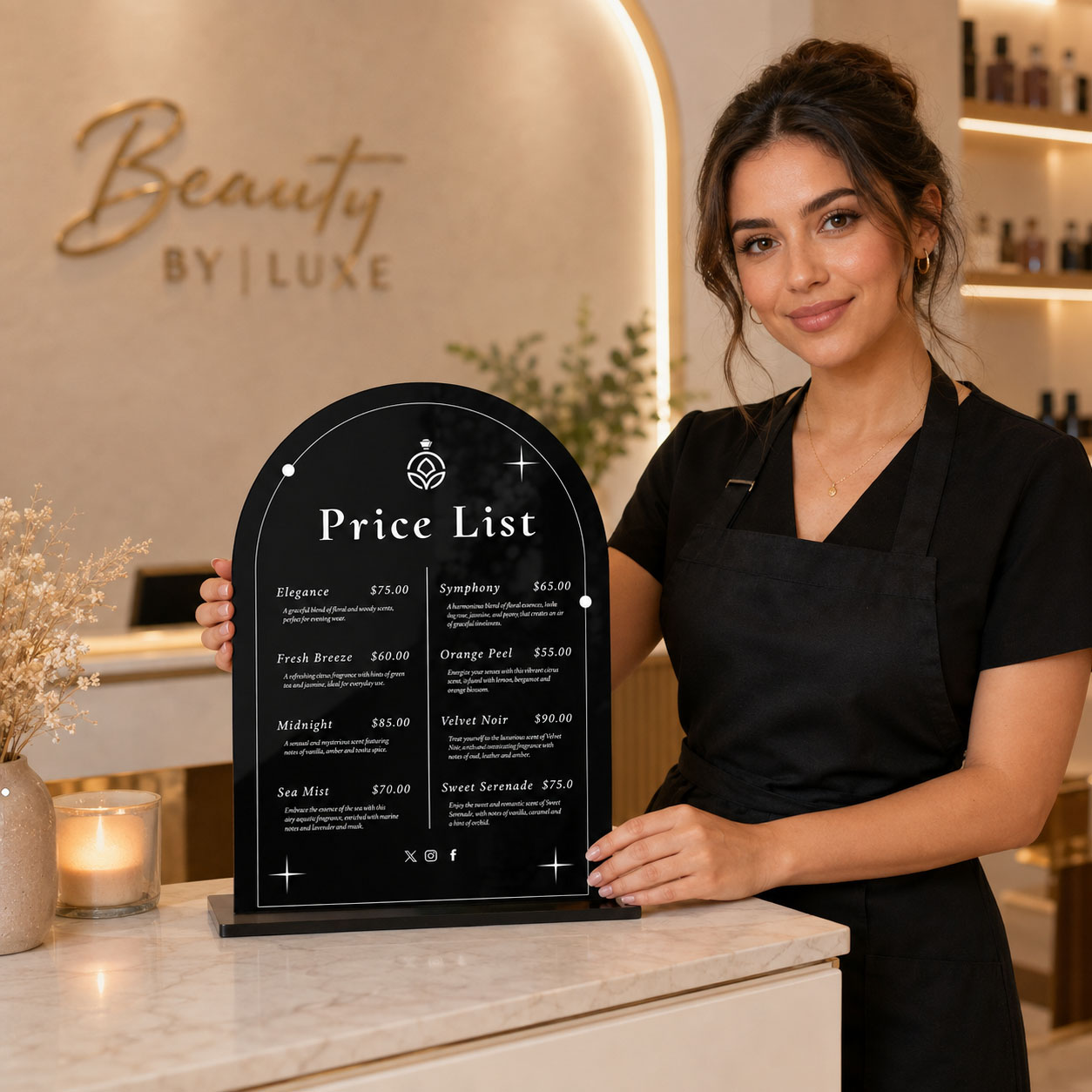 Panneau de prix personnalisé e - Beauty Makeup List avis et prix